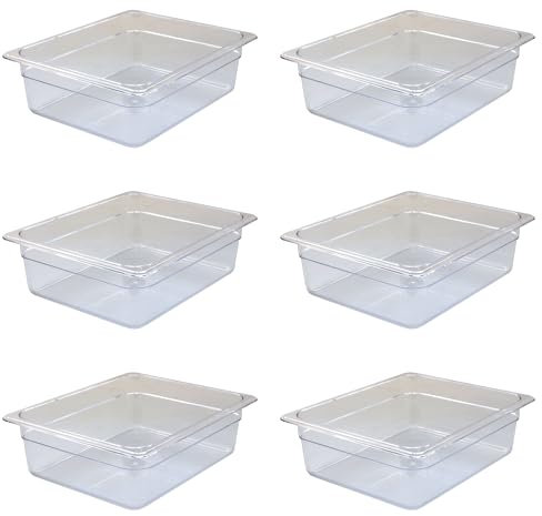 AcMax Gastronorm Lot de 6 récipients gastronorme GN 1/2 en polycarbonate 6,5 l Profondeur 100 mm
