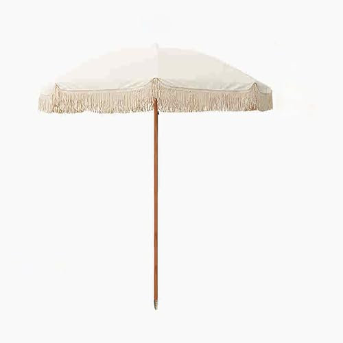 HAOKKV Parasol De Jardin En Bois De 200 Cm Avec Pompon, Parasol De Plage Hawaïen Avec Ancre De Sable, 8 Baleines, Imperméable, Protection UV
