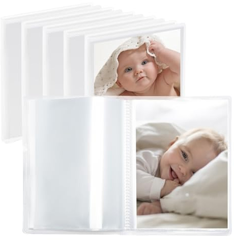 Vienrose Petit Album Photo 10x15, 6 Livres Photos Bébé 52 Pochettes, Couverture Personnalisable, Transparent