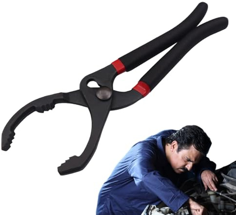 Genérico Llave para filtro de aceite,Herramienta de extracción de filtro de aceite, Llave de de ajustable de 10 pulgadas/12 pulgadas de acero de aleación, Mandíbulas dentadas resistentes, llave a