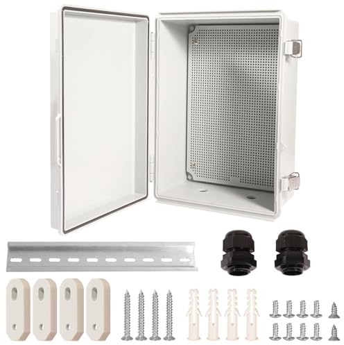 Shengbowi Schaltschrank Verteilerkasten 350x250x150mm IP66 Wasserdicht ABS | Anschlussdose Grau mit Montagezubehör für Garage Werkstatt und Außenbereich zur Wandmontage und Elektroinstallation