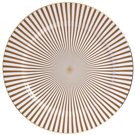 BUTLERS Platzteller Porzellan - PALACE - filigranes Design | Farbe Gold-Weiß - ø32 cm - Unterlage für Geschirr & Kerzen - Servierplatte für festliche Gedecke