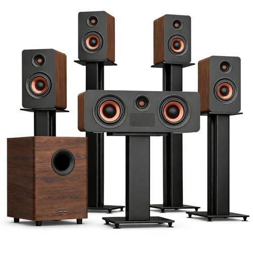 True 5.1.4 Hi-Fi Surround Sound System with Dolby Atmos, 900W Home Theater Sound Bar for Smart TV, Center Channel Speaker with 4 Surrounds, 25Hz Subwoofer, Hi-Fi Grade Crossover, Soundbar eARC, BT 5.4
