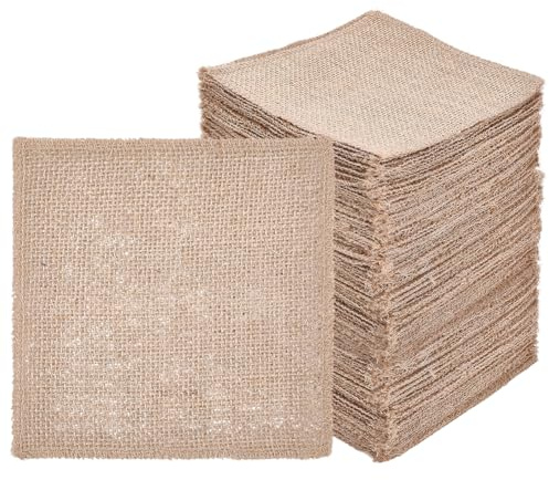 FINGERINSPIRE 80 Pz Tovaglietta Rustica Quadrata in Juta 153x159mm Colore Marrone Chiaro per Matrimoni Feste Decorazioni per la Casa, Fai da Te, Resistente Al Calore per la Cucina in Stile Rustico