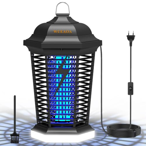 WUEAOA Lampe Anti Moustique avec éclairage LED, Câble de 3m, 4000V 18W UV Tueur d'Insectes Électrique Anti Insectes Répulsif Efficace Portée 80-100m², Étanche IPX4, pour Intérieur et Extérieur