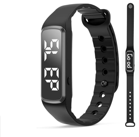 Vibrationswecker Armband, Schrittzähler Armband, Digital Uhr Armband Fitnessuhr ohne app und Handy Schrittzähler Uhr, Armbanduhr Damen Herren Messung des Schrittes, Kalorienverbrauchs und der Distanz