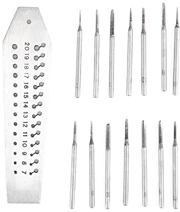Rjrjc Herramienta de tallado de machos de roscar de acero con 28 orificios Kit de roscado para corte de roscas Herramienta de reparación de relojes con accesorios completos para