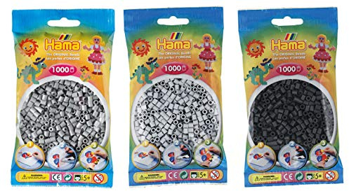 Happy Price Toys Hama (Kon-24) Midi - Cuentas convulut para planchar, 3 colores (gris, claro, oscuro), 24 piezas, Polímero, Redondo, CRAFT_BEAD
