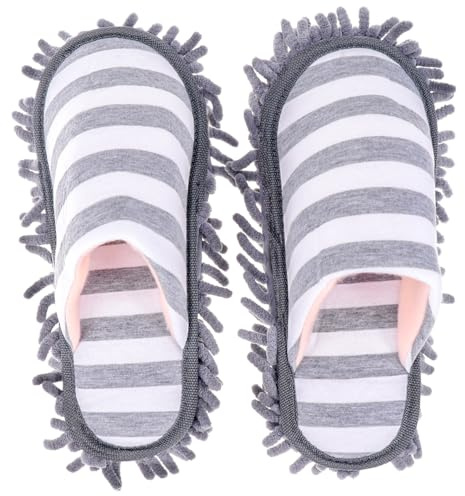 Cabilock Floor Cleaning Shoes Mop Slippers Shoes Washable for Home Kitchen Bathroom Floor Dust Cleaning Tool Free Size (Grey)