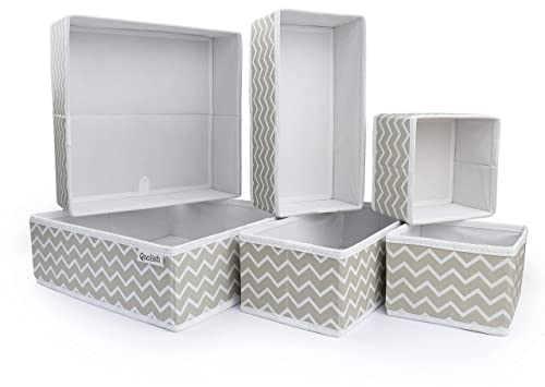 Qoolish Drawer Organiser Set of 6 Sturdy Draw Organizer to sort Your bedroom, Wardrobe and Drawer - Tidy Up Your Space with our Collapsible Clothes Organiser for Shirts, Ties, Socks, Bras, Underwear