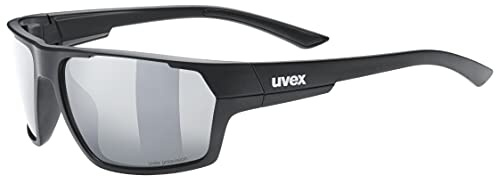 Uvex sportstyle 233 P, gafas deportivas unisex, polarizadas, de espejo, black matt/silver, one size