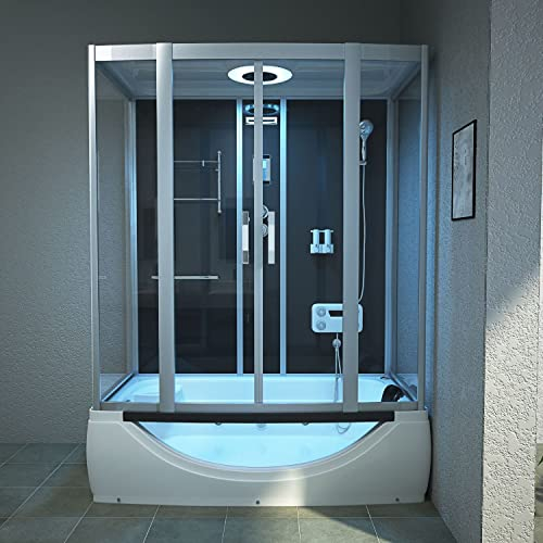 Luxus LED Dampfdusche inkl. Whirlpool Kombi 170x90cm Duschtempel-Komplettdusche