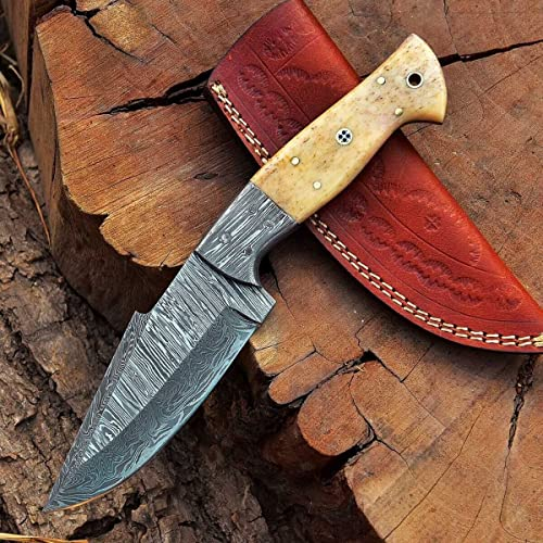 Damast Messer Damaszener Stahl Jagd Jagdmesser Knife Damascus Hunting MAQ2008