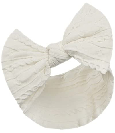 Baby Girls Headband Cable Bow Perforated Hairband Soft Touch Spanish Style Cream Newborn - 12 Months