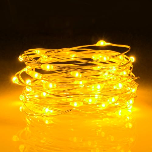 aifulo Lichterkette Batterie Timer, 3M 30 LED Lichterkette Innen mit 6H Timer, Wasserdichte Kupferdraht Lichterkette für Party, Garten, Weihnachten, Halloween, Schlafzimmer, Hochzeit