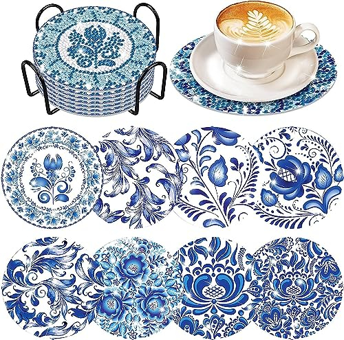 Diamond Painting Untersetzer DIY 8er Set Erwachsene Diamant-Malsets mit Halter 5D Diamond Painting Kinder Art,Basteln Erwachsene Kreativ Set fur Tassen,Vasen,Kerzen