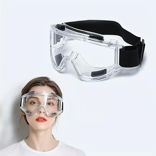 CABLEPELADO Gafas de seguridad, Gafas Protectoras Anti-salpicaduras, Gafas protectoras, Lentes de seguridad, Gafas antipartículas, Talla única, 131 gramos, Material PVC, Transparente