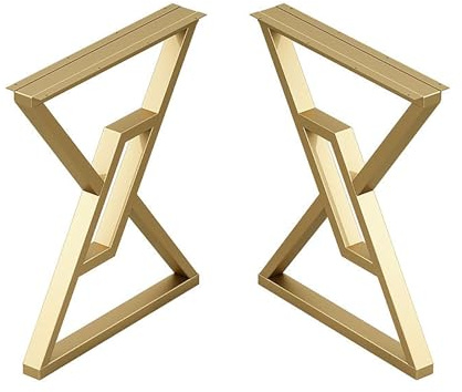 AKOGG 2 Stück Tischbein Metall Möbelfüße Für Sitzbank,Tischgestell Aus Eisen,Industrial Tischgestell Tischkufen,Tischbeine Für DIY Sitzbank,Tisch-Beine Für Esstisch & Schreibtisch,Schwarz/Gold (Color