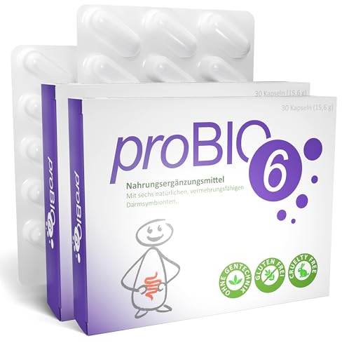 2X proBIO6 Kapseln von APOmia® | Mit 6 ausgewählten Bakterienkulturen | Ohne Inulin | 30 Kapseln | Monatspackung