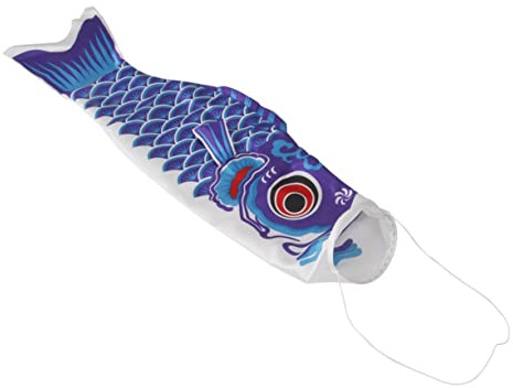 KONTONTY Japanische Karpfenflagge Koinobori Windsack 55cm aus Polyester Wasserfest und Aufhängen Bunte Karpfenform für Haus und Bootdekor