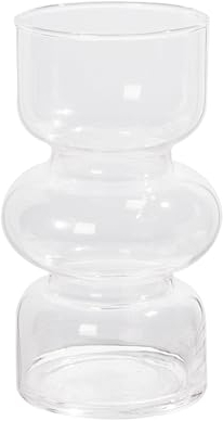 Vaso in vetro geometrico, moderno vaso idroponico, vaso di vetro a tulipano, vaso decorativo per casa, ufficio, matrimonio (trasparente)