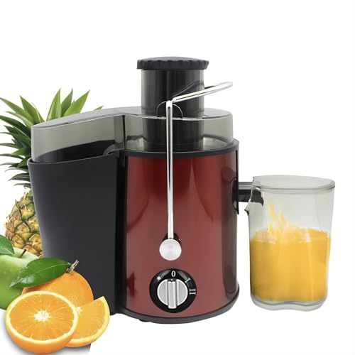 Centrifuga Estrattore di Succo, 400W Centrifuga Frutta e Legumi a 3 velocità, Serbatoio di polpa con 1.5L&Ciotola per succo da 500 ml, 12000 giri/min Succo fatto in casa di frutta e verdura (rosso)