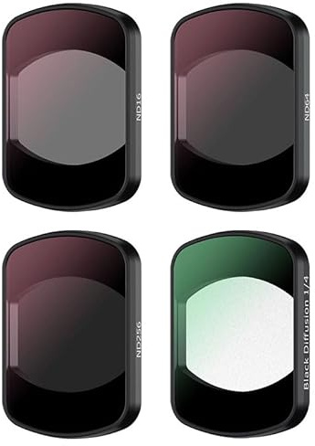 JJC 4 Pack Magnetic ND Black Diffusion 1/4 Filter Kit for DJI Osmo Pocket 3, ND16 ND64 ND256 Neutral Density Black Mist Effect Filter, Multi Coated HD Lens Filters Pocket3 Action Camera Accessories | ND16 ND64 ND256 Neutral Density Black Mist Effect Filter, Multi Coated HD Lens Filters Pocket3 Action Camera Accessories
