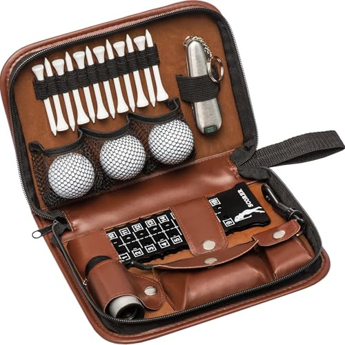 HIRQUITICKE Coffret cadeau de golf pour homme et femme – Ensemble d'accessoires de golf avec étui, balles de golf, télémètre, tees de golf, brosse, couteau à divot multifonctionnel, marqueur, pince à
