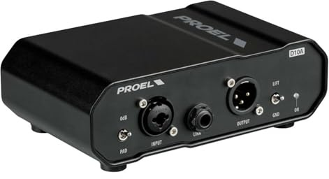 Proel D10A - Caja de inyección directa activa, amplificador de bajo ruido, negro