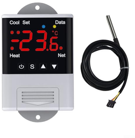 HpLive 110V-230VAC 10A WLAN Digitaler Thermostat, Ferngesteuerter Temperaturregler für Aquarium Inkubator Fischzucht Gewächshausanbau(NTC-Sensor)