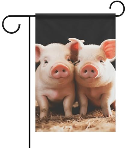 Willkommen Garten Flagge Süße Schweine Flaggen Garten Veranda Haus Flagge Saisonale Doppelseitige Flagge für Zuhause Outdoor Garten Terrasse Rasen Dekoration Gartendekorationen 30x45cm