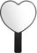 Bremorou Miroir à main avec poignée - Miroir à main en forme de cœur - Petit miroir de maquillage de voyage - Miroir de camping - Pour filles et femmes - 18,5 x 12,7 cm - Noir