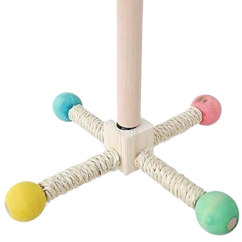Bird Stand Toy Perche à Oiseaux pour Cages | Parois visuelles interactives | Roue d'exercice en Bois | Recherche de Nourriture Interactive rotative | Mâcher en Bois | Accessoires de Cage pour