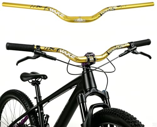 WAKE Cykelstyre 31,8 × 720/780 mm extra lång bredd 30/55 mm höjd riser bar aluminiumlegering för cykling MTB mountainbike racercyklar (780, 55 mm – guld)