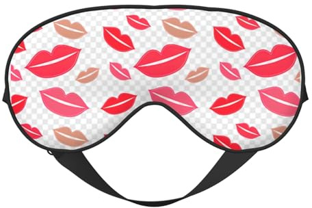 Schlafmaske mit Lippen-Druck, aus Seide mit verstellbarer Schnalle, stilvolle Augenmaske für Frauen, Reisen, Nickerchen, Schichten, Arbeit, Büro