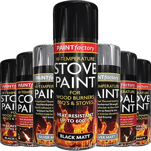AlezyB - 1 x High Temperature Black Matt Aerosol Spray Paint 400ml, Stove Up To 600°C, Engine Exhaust Adhesion, Heat Resistant Wood Burners, BBQ Grill - HTV2