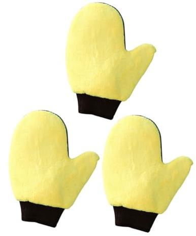 GRIRIW 3pcs Car Washing Gloves Coral Fleece Car Cleaning Mitts for Scratch-free Wet or Dry Cleaning Suitable for Exterior Decoration and Windows