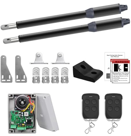 Gyxel C01-L Automatic Gate Openers Kit for Dual Swing Gate Up to 14ft Long or 440lb Per Arm, Electric Gate Opener for Driveway Dual Swing Gate with Long-Range Gate Opener Remote, Motor 40W AC Powered