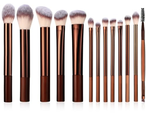 13 Pcs Makeup Brushes Set Professional Makeup Brush Set Premium Synthetic Foundation Eye Shadows Blush Powder Concealers Make Up Brushes For Women (Coffee)