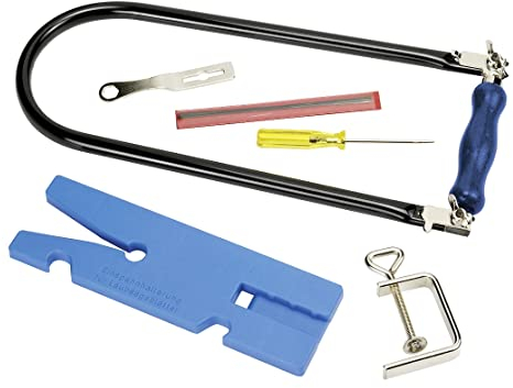 kwb Laubsäge Set 7-teilig, Laubsägengarnitur, flexibles Sägeblatt, robustes Stahlrohr, lackierter Holzgriff, breite Anwendung, umfangreiches Set, 320 mm Laubsägebogen, ideales Set für Laubsägearbeiten