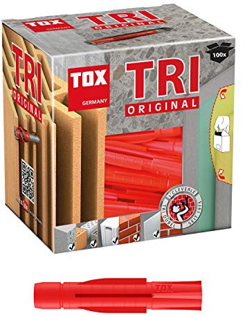 TOX Allzweckdübel Tri 7 x 51 mm, Dübel für fast alle Baustoffe, 100 Stück, 010100091