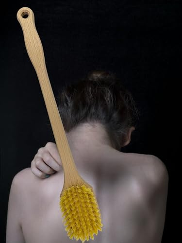 MAAJ RÜCKENBÜRSTE/BADEBÜRSTE 44 cm HARTE NATUR FIBER BORSTEN - HOLZ - VEGAN - PLASTIKFREI - MADE IN GERMANY
