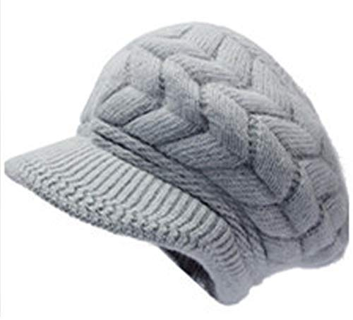 SYAYA Women Winter Warm Knit Hat Wool Snow Ski Caps beanies with Visor DMZ01