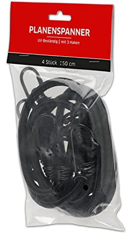 Noor Planenspanner 50 cm, 4 Stück – Gummispanner mit 3 Haken | UV-stabile, langlebige Befestigung für Abdeckplanen, Fahrrad, Auto und Garten