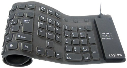 Logilink Tastatur Flexibel Wasserfest USB + PS/2 schwarz