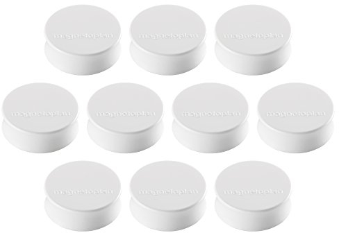 magnetoplan Ergo-Magnete, Large | ØxH 34x12,5mm | 10 Stück, weiß | Extreme Haftkraft von 2,0kg | Für Kühlschrank, Whiteboard, Magnettafel