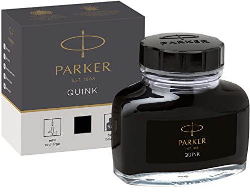 Parker Fountain Pen Ink Bottle | Black QUINK Ink | 57 ml Fountain Pen Refill