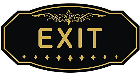 EXIT Victorian Door/Wall Sign (Black/Gold) - Small 3 x 6