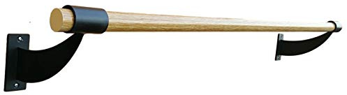 3FT Ballet Barre System with 2 Ballet Brackets 1.67 Diameter, Wall Mounted Single Solid Oak Wood, Freestanding Kids and Adults Ballet Barre for Home & Studio, Stretch/Dance Bar Dance Equipment Black