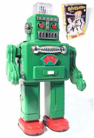 Charmgle Electric Robot Tin Toy Retro Desk Walking Smoke Robot Adult Collection Gift Christmas Home Store Decoration Yellow